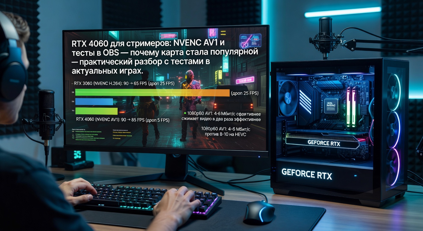 RTX 4060 для стримеров: NVENC AV1 и тесты в OBS — почему карта стала популярной — практический разбор с тестами в актуальных играх