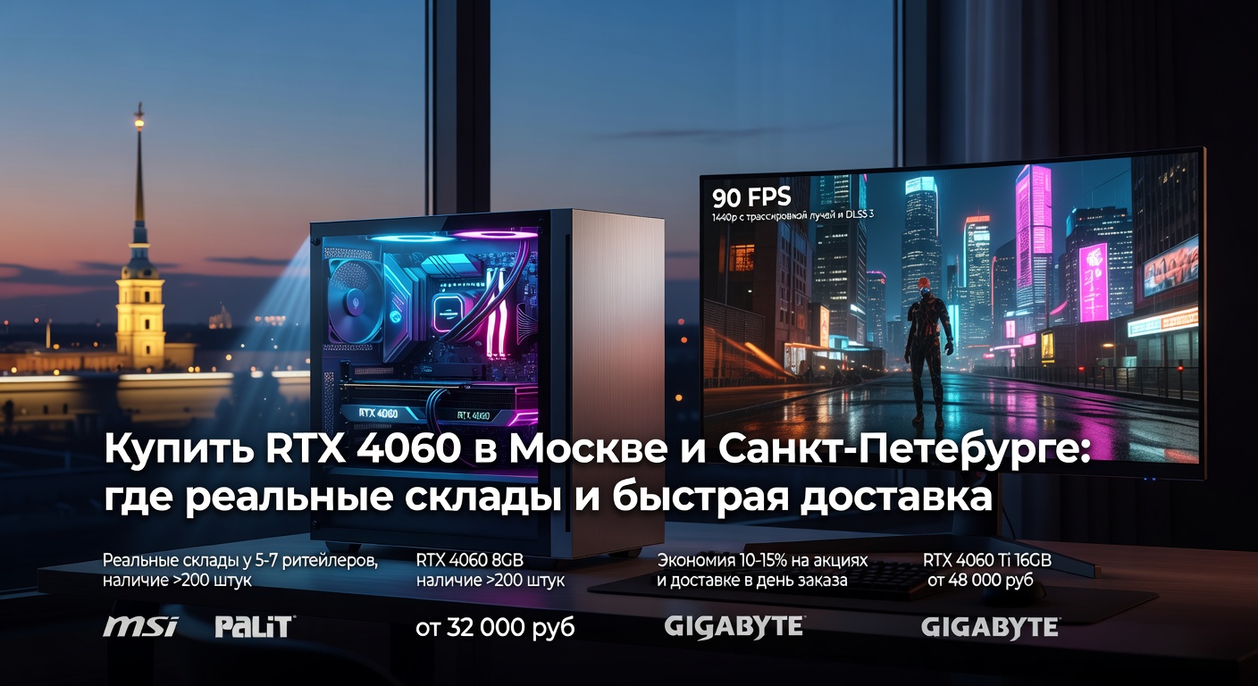 Купить RTX 4060 в Москве и Санкт-Петербурге: где реальные склады и быстрая доставка